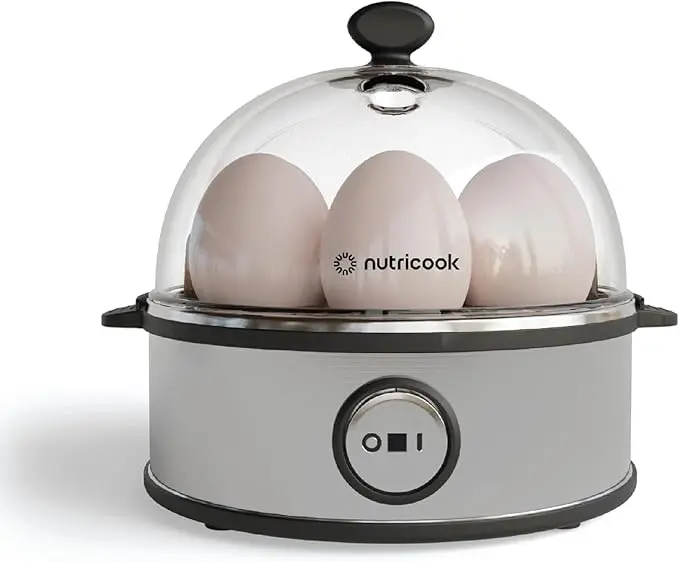 NutriCook Rapid Egg Cooker: 7 Egg Capacity Electric Egg Cooker for Boiled Eggs, Poached Eggs, Scrambled Eggs, or Omelettes with Auto Shut Off Feature