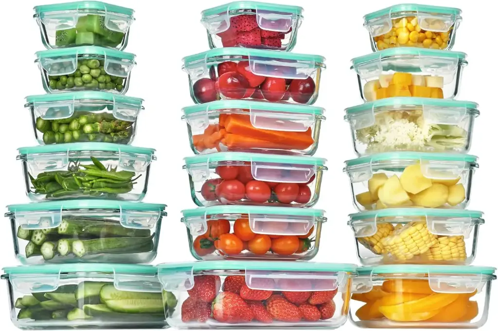 Vtopmart 8 Pack Glass Meal Prep Containers with Leak Proof Locking Lids, Airtight Food Storage Containers for Microwave, Oven, Freezer and Dishwasher, BPA