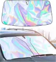 MOMENT Sunshade Car Front Windshield Titanium Silver Sun Shade Iridescent Car Sunshade Foldable Sun Shield Cover Block UV Rays, Reflector Shield Suitable for Most Cars SUVs Large 134x80cm