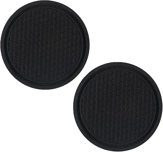MOLIMI 2 Pcs Car Cup Holder Coaster, Non-Slip Cup Holders Embedded in Ornaments Coaster, Car Interior Accessories, Black