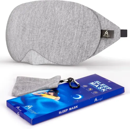 Mavogel Cotton Sleep Mask - Updated Design Light Blocking Sleep Eye Mask, Soft and Comfortable Night Sleeping Mask for Men Women, Eye Blinder for Travel/Sleeping, Includes Travel Pouch
