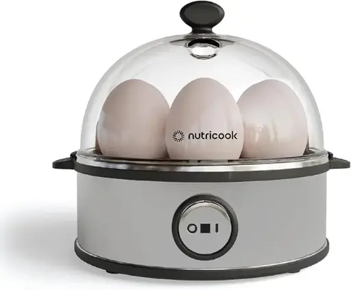 NutriCook Rapid Egg Cooker: 7 Egg Capacity Electric Egg Cooker for Boiled Eggs, Poached Eggs, Scrambled Eggs, or Omelettes with Auto Shut Off Feature