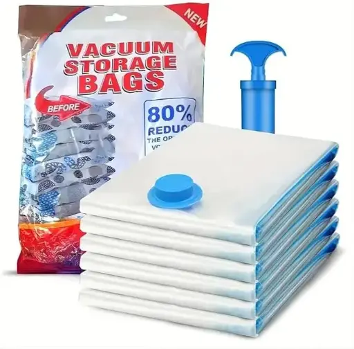 MOMENT 5 Pack Vacuum Storage Bags,Space Saver Bags With Suction Pump,Vacuum Sealer Bags for Store Clothing,Comforters,3 Size: [2Pcs 50 * 70cm][2Pcs 60 * 80cm][1Pcs 80 * 100cm]